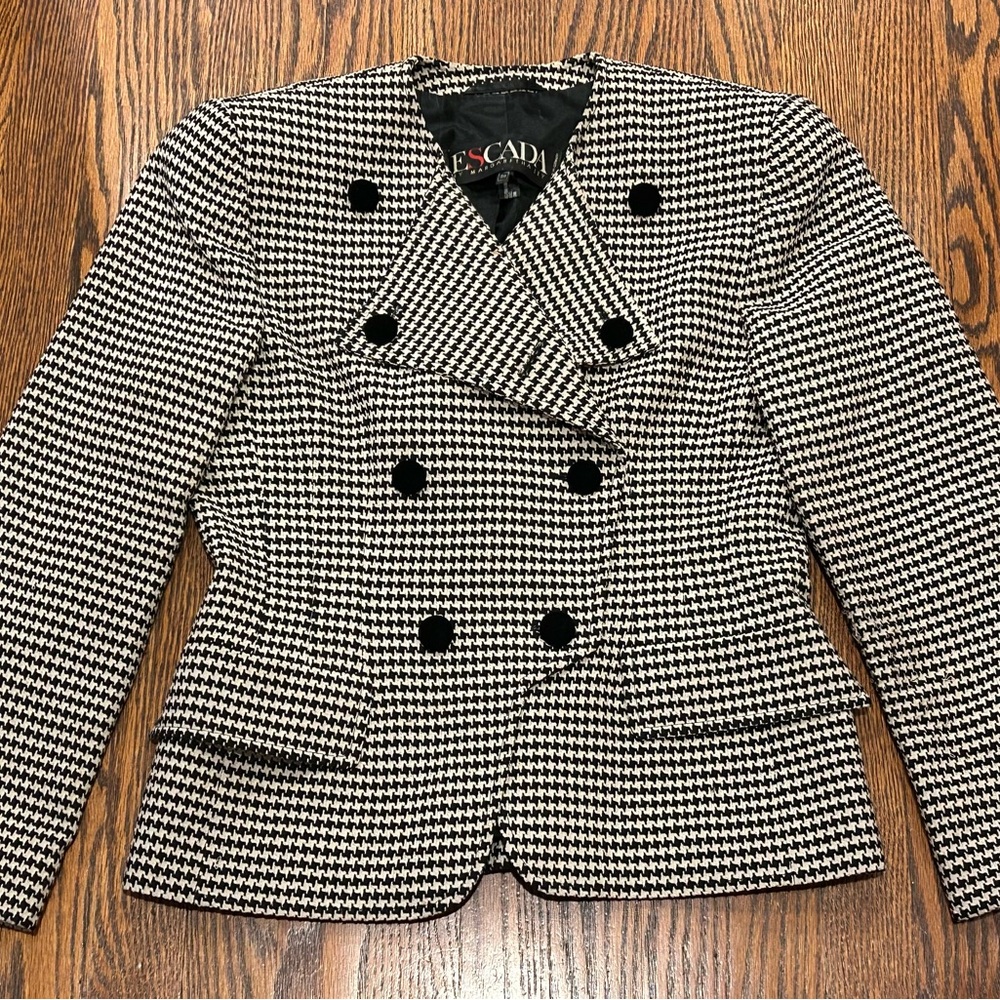 Escada Houndstooth Double-Breasted Blazer